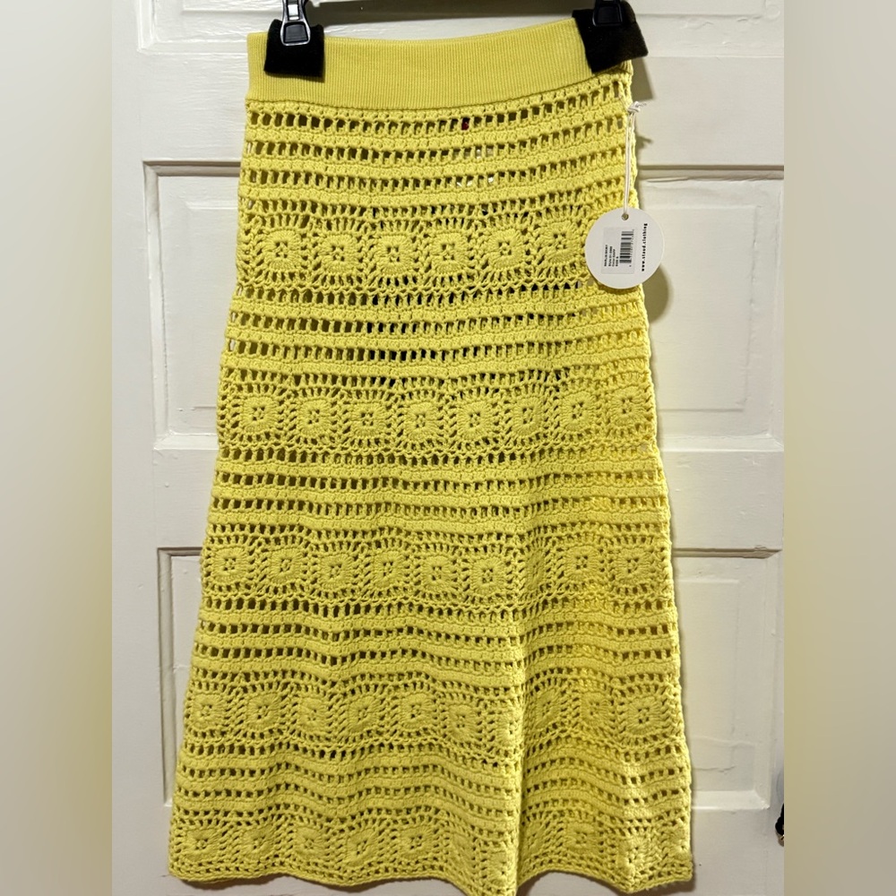 STAUD Lemon Crochet A-Line Skirt